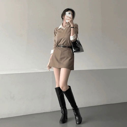 가나다란 이도엘 스퀘어 블랙 롱부츠