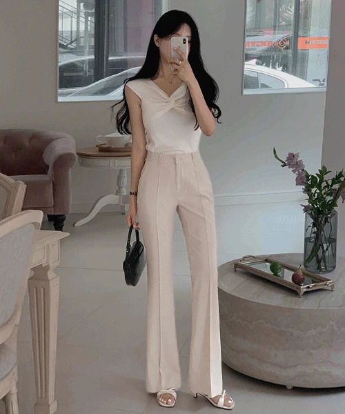 優雅打摺喇叭西裝長褲