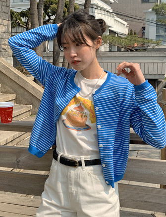 詹姆斯條紋開襟針織外套