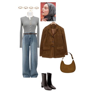 Zip-up,Contest,Jacket,Skirt,Fashion,Brown,Acc,Necklace 코디