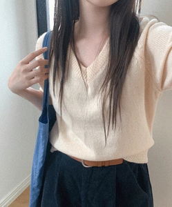 ヌンティアカラーVネックニット