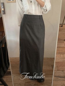 맥시 스트라이프 하객룩 롱 스커트 (스트라이프/무지ver)(2color)