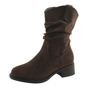 ヒールアップ内ヒールスエードハイヒールミドルブーツ7.5cm ブラウン