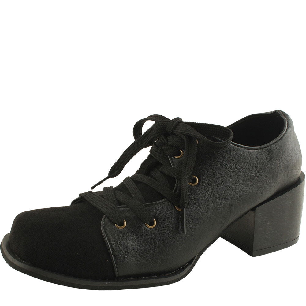 Suede two-tone loafers with a 5cm mid-heel and a black heel