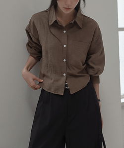 Laura Peach Crop Pocket Shirt - Type 2