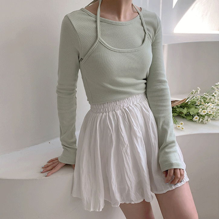 Halter Ribbon 2 Double Layered T-shirt
