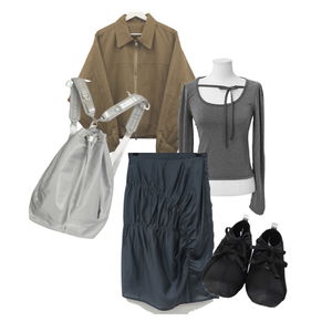 ジャケット,長袖Tシャツ,スカート 코디