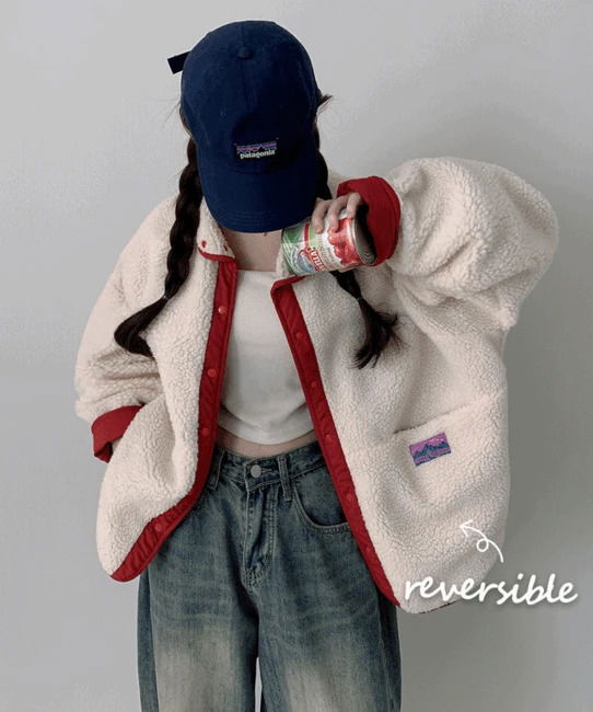 Duff Overfit Reversible Fleece Padded Jacket Zip-up