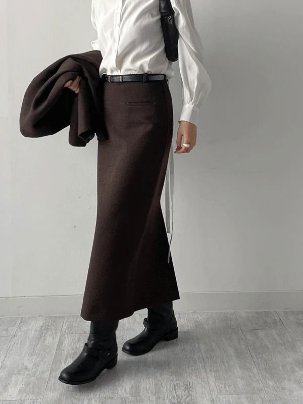 Monet Tweed H-Line Long Skirt