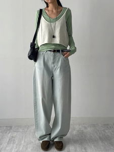 Tolin V-Neck tension long-sleeved T-shirt