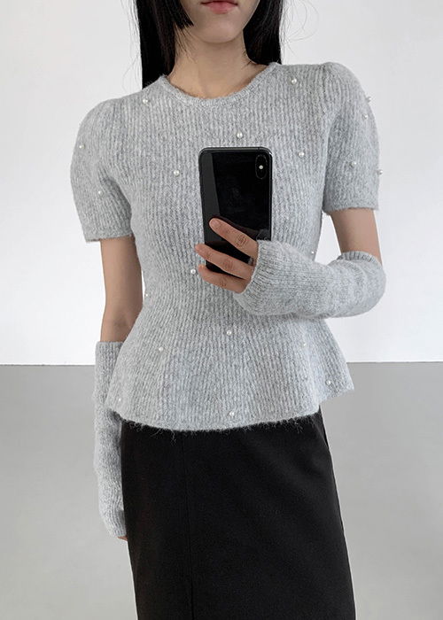 Pearl Puff Peplum Wool Knitwear (5 colors)