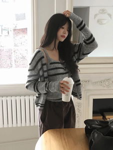 Lovely Stripe Cardigan Set