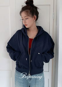 Fleece-lined Crop Hooded Zip-Up