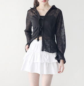 繆卡玫瑰透視開襟外套