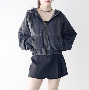 寬鬆oversize肩線丹寧連帽外套