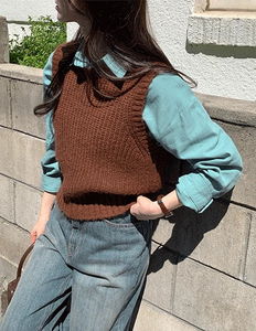 托梅爾羊毛圓領針織背心