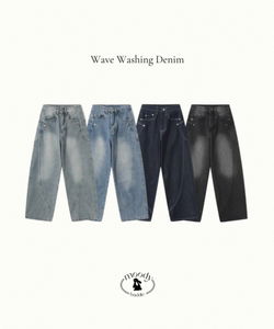 水洗刷色淺藍牛仔褲