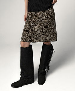 HOMIPH LEOPARD BANDING MIDI SKIRT