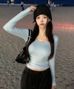 *Neckline & Team Selection* MADE Basic Ribbed Long Sleeve T-Shirt