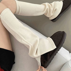 골지 니트 트임 롱 레그워머