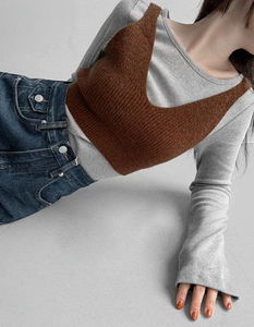 Slim Ribbed 2 V-Neck-Neck Bustier Knitwear