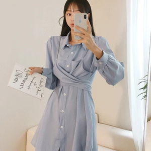 스톡홀 체인끈 뷔스티에 스트랩 카라 미니 원피스