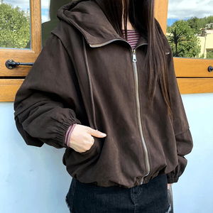 후엠 절개 스트링 포켓 루즈핏 후드 점퍼