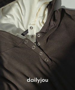 連帽扣子長袖T恤