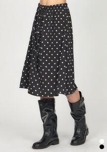 Polka Dot Satin Midi Skirt SK015