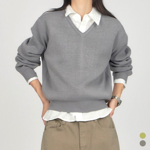 簡約V領針織衫KN010