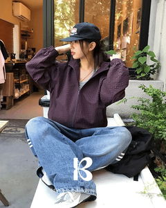 格紋連帽防風外套