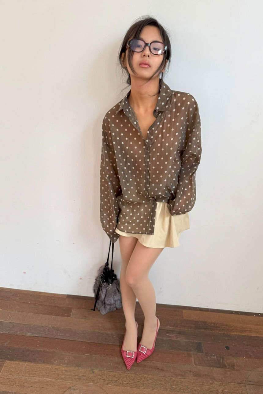 flowy dot shirt (2color)