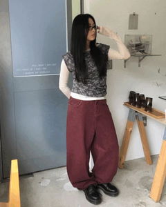 Plum wide cotton pants