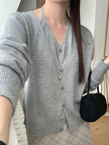 Poi Angora Wool Halter Sleeveless Cardigan Set - 2 Colors