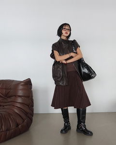 オータムストライプフレアミディスカート