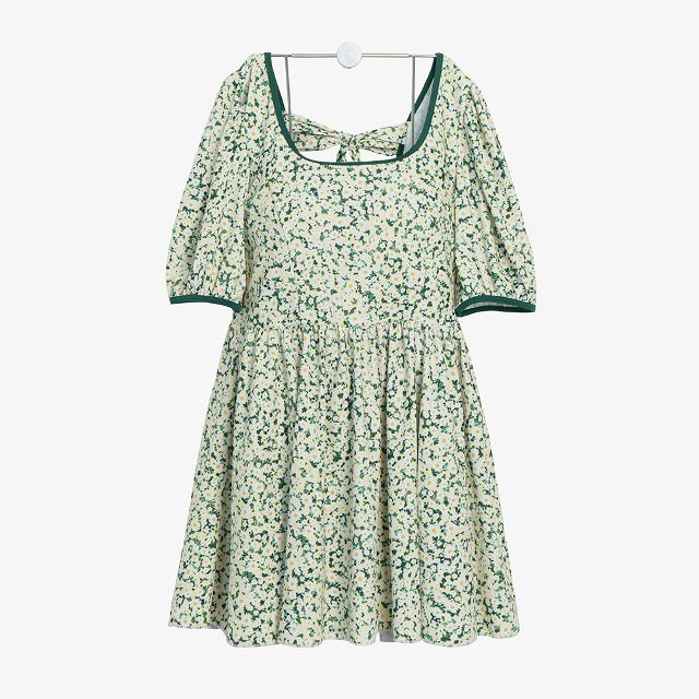 Big Size XL-5XL Oldez Flower Square Puff Dress Swimsuit Resort Look Water Bomb Drenched Show