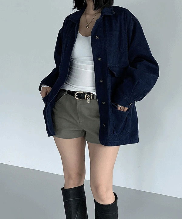 基本寬鬆棉質中長季節外套