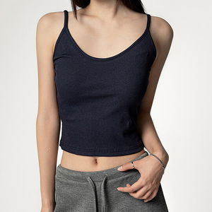 베캬 베이직 골지 크롭 끈 나시 (캡내장) BASIC RIBBED CROP STRAP SLEEVELESS TOP (BUILT-IN CUPS)