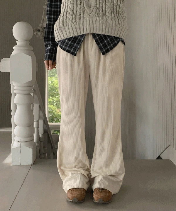 비드멜 코듀로이 밴딩 세미 부츠컷 팬츠 -4color