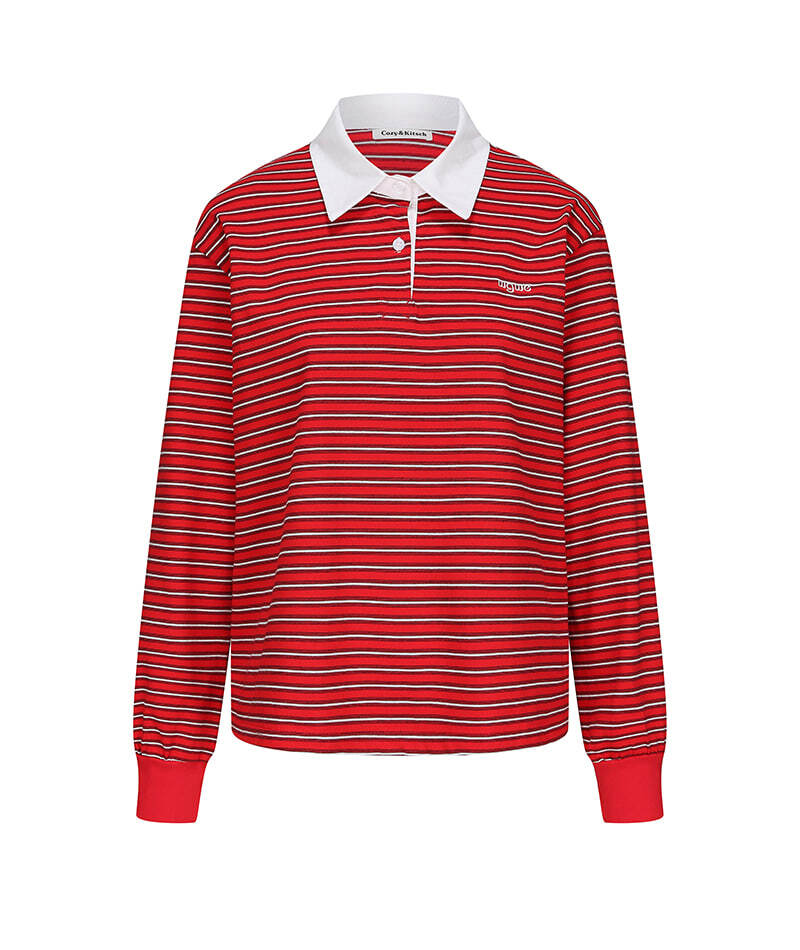 Sophie Red Striped Collar T-Shirt 襯衫