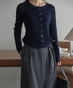 Bellat Round Shirring Slim Knit Cardigan