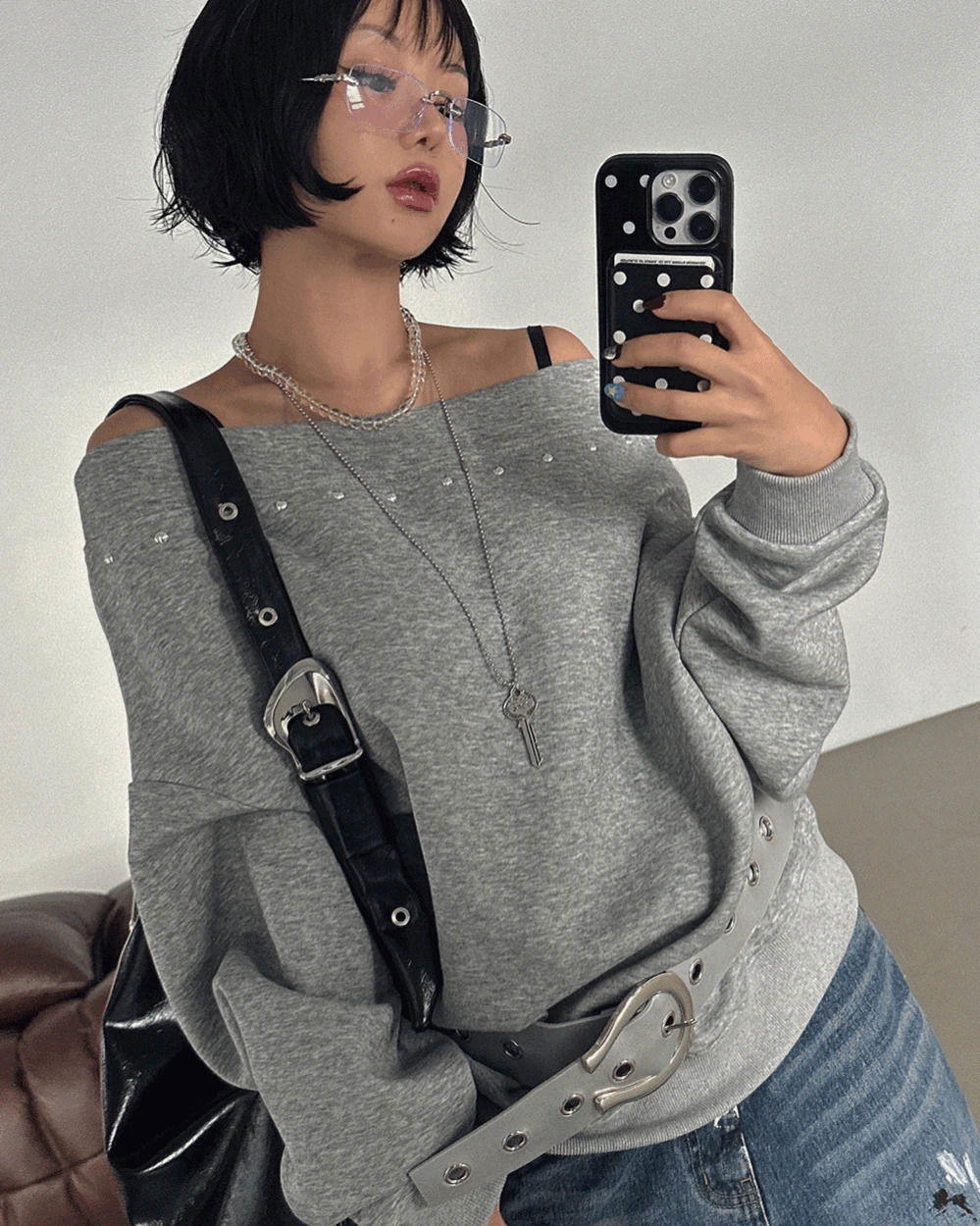 KEY 빈티지 롱 목걸이 (군번줄 볼 체인 네크리스)