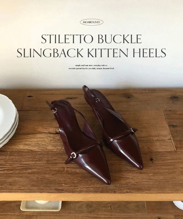 베닌트 스틸레토 버클 슬링백 키튼힐 -2color