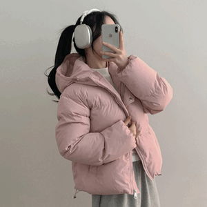 하니 루즈핏 하이넥 스트링 후드