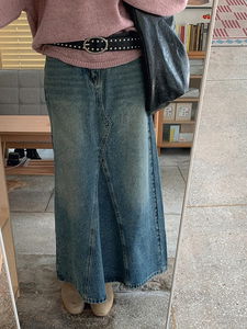 秋季休閒寬鬆長版牛仔裙