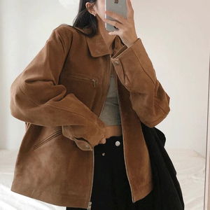 Timo unisex collar real donskin suede jacket
