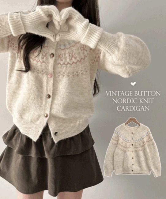 Dana Vintage Button Nordic Knitwear Cardigan 开襟衫