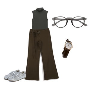 無袖,長褲,眼鏡 코디