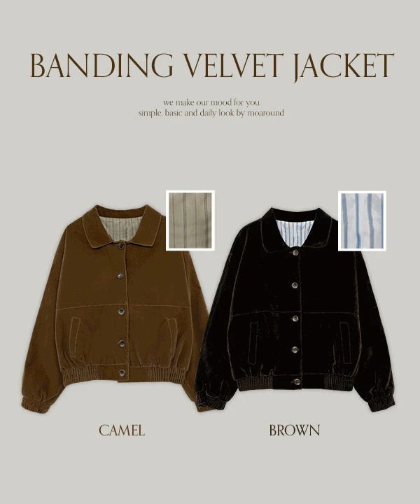 Ludean Loose-fit fit banding velvet jacket - 2 colors