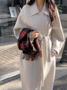 Heyve Handmade Double Belt Long Coat